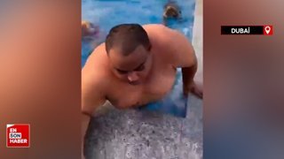 Dubai'de iş insanından havuzdaki arkadaşlarına kaplan sürprizi