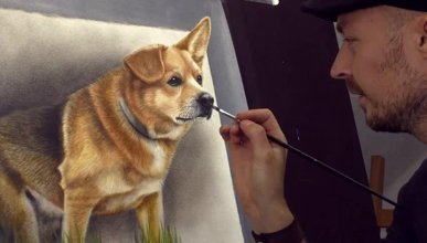 Aşırı gerçekçi 3 boyutlu köpek çizimi
