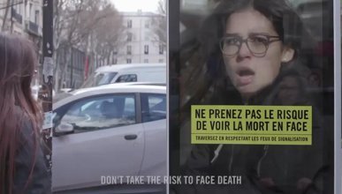 Paris'te kırmızı ışıkta geçen yayalara caydırıcı önlem