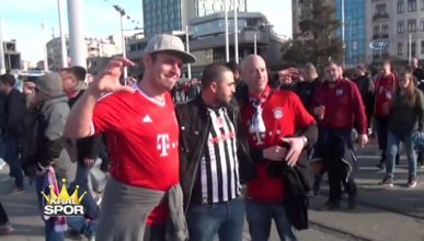Bayern Münih taraftarı Taksim’de toplandı