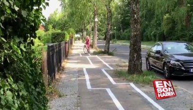 Almanya'da şaşkınlığa neden olan zig-zag bisiklet yolu