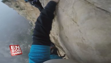Tırmanış yapan adamın kamerası ile kaydettiği adrenalin dolu görüntüler