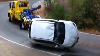 Düzelttikleri araba tekrar uçuruma yuvarlandı
