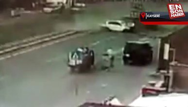 Kayseri'de ortalığı savaş alanına çeviren kaza güvenlik kamerasında