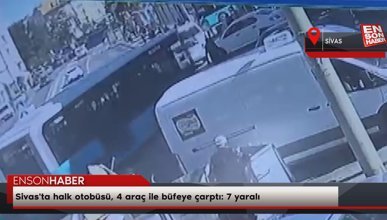 Sivas'ta halk otobüsü, 4 araç ile büfeye çarptı