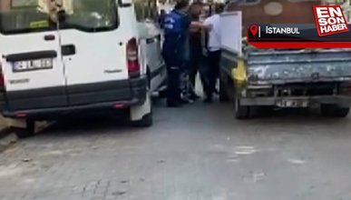 Güngören'de zabıta ekipleri seyyar satıcıya ailesinin yanında tokat attı