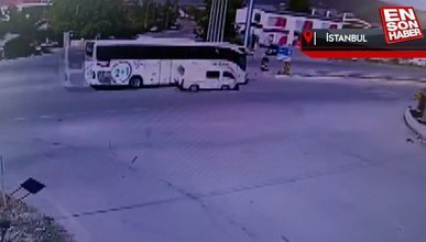 Isparta'da yolcu otobüsüyle minibüsün çarpışma anı kamerada