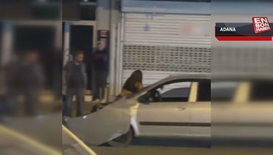 Adana'da kaza yapan kadın sürücü arabayı parçaladı