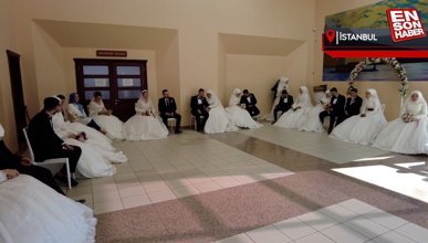 Bağcılar'da 15 çift toplu düğünle dünya evine girdi
