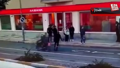 İzmir'de yoldaki motosikletliye çantayla vurup düşürdü