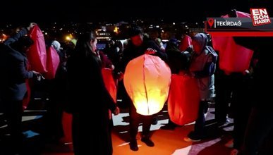 Tekirdağ'da kadına yönelik şiddete karşı farkındalık için dilek fenerleri uçuruldu