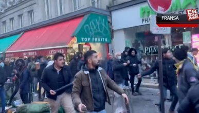 PKK sempatizanları Fransız polislerini taşladı