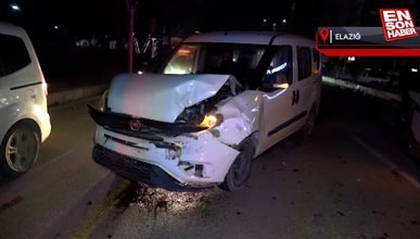 Elazığ'da makas atan sürücü polis aracına çarptı