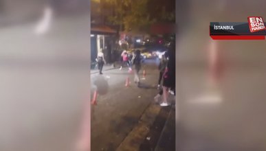 Beyoğlu'nda sokak ortasındaki tekme tokatlı kavgaya