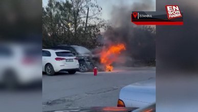 Sarıyer'de otomobil alev alev yandı