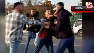 Ankara'da kaza sonrası çıkan kavga kamerada