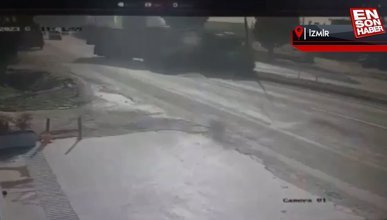 İzmir'de kamyonla tırın çarpıştığı kaza kamerada