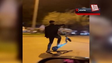 Adana'da tek teker üzerinde skuter yolculuğu
