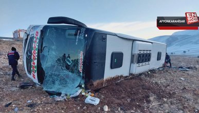 Afyonkarahisar'da yolcu otobüsü devrildi