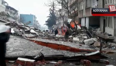 Adıyaman'da depremde yıkılan binalar gün ağarınca görüntülendi