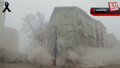 Malatya'da 4 katlı binanın çökme anı kamerada