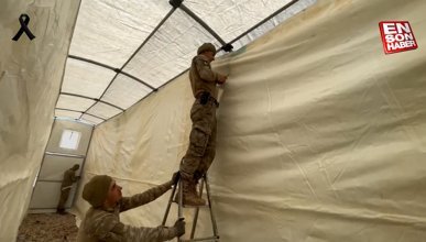 Kahramanmaraş'ta Mehmetçik, depremzedeler için çadır kurmaya devam ediyor