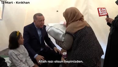 Hatay'da Fahrettin Koca'nın görüştüğü Çeşminaz Teyze, Cumhurbaşkanı Erdoğan ile buluştu