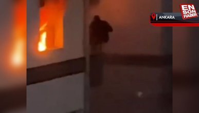 Ankara'da evi yanan şahıs, balkonda alkol içerken görüntülendi