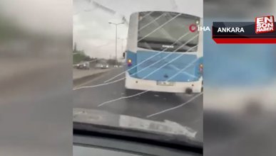 Başkent’te bir otobüs şoförü tartıştığı sürücünün aracının camlarını kırdı