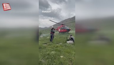 Fahrettin Koca, Hakkari'de yaylada rahatsızlanan hastanın helikopterle alındığı anları paylaştı