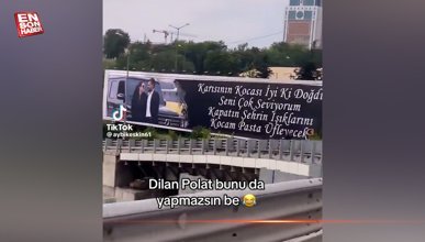 Dilan Polat, kocasının doğum gününü billboard ile kutladı