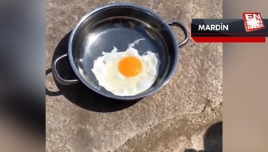 Mardin kavruluyor: Güneşin altında yumurta pişirdi