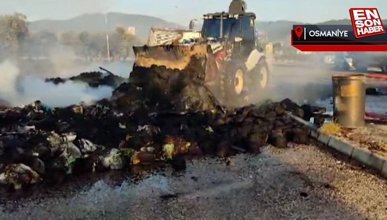 Osmaniye'de iplik yüklü tırın dorsesi yandı