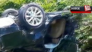 Taklalar atarak şarampole uçan otomobilin sürücüsü hayatını kaybetti