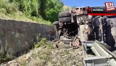 Erzurum'da freni patlayan beton mikseri dehşet saçtı