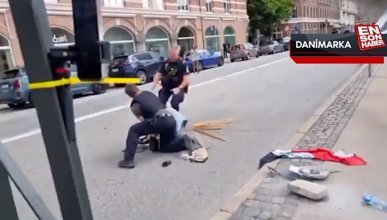 Danimarka'da Kur'an-ı Kerim'in yakılmasına tepki gösteren kadına polis engel oldu