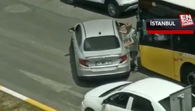 Sancaktepe'de İETT otobüsünün önünü kesip, şoförü darbettiler