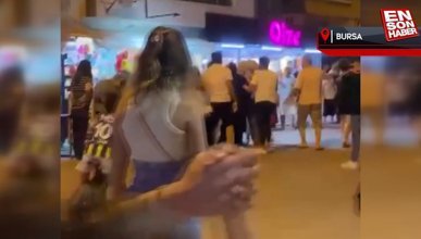 Bursa'da kadınların saç başa kavgası kamerada