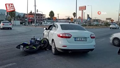 Hatay'da kameralara yansıyan kaza: Motosiklet sürücüsü metrelerce havalandı