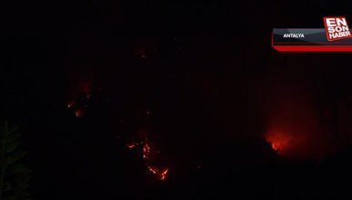Kemer'deki orman yangınına gece görüşlü helikopterlerle müdahale