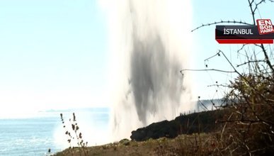 Şile sahilinde bulunan top mermileri fünyeyle patlatıldı