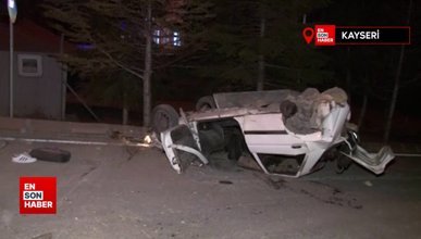 Kayseri'de kontrolden çıkan otomobil takla attı
