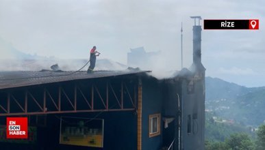 Rize'de, özel çay fabrikasında yangın çıktı