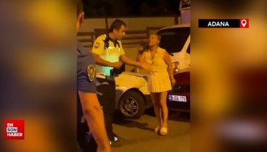 Adana'da çevirmeye takılan kadın, polis ekiplerini tehdit etti