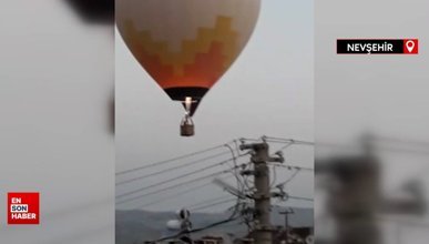 Nevşehir'de sıcak hava balonu cami minaresine çarptı:  Bizi görüyorlardır el sallayalım