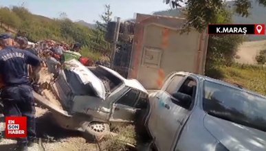 Kahramanmaraş'ta feci kaza: Freni patlayan kamyon kalabalığa daldı