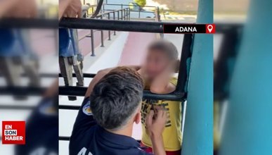 Adana’da demir korkuluğa sıkışan çocuğu itfaiye kurtardı