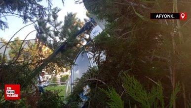 Afyonkarahisar'da otelin bahçesine helikopter düştü
