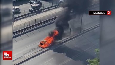 İstanbul'da bakımdan alınan araçta 5'inci kilometrede yangın çıktı