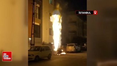 Beylikdüzü'nde doğal gaz kutusu alev aldı